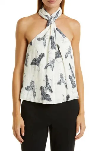 Anine Bing Becca Crane Print Halter Neck Top Medium thumbnail 1