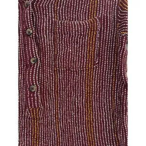 Anthropologie Burgundy Striped Button Back Long Sleeve‎ Shirt Womens Medium thumbnail 3