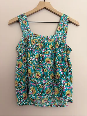 Natural Life Kate Pleated Tank Top Turquoise Small thumbnail 2