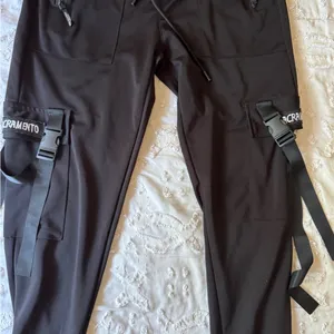 S BLACK CARGO JOGGERS WITH buckles and design thumbnail 6