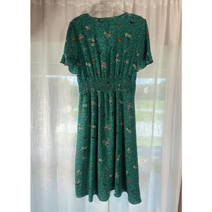 Bebop Floral Midi Dress‎ L XL Flutter Sleeve Babydoll Cottagecore Smocked Green thumbnail 3