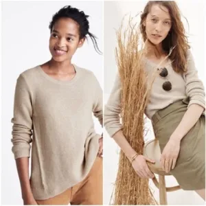 Madewell Riverside Textured Sweater in‎ Oatmeal size XS thumbnail 3