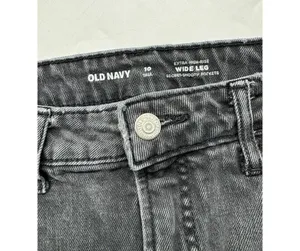 Old Navy Extra High Rise Wide Leg Distressed Black Jeans Women’s Size 10 Tall thumbnail 5