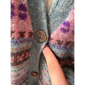 Vintage Eddie Bauer 100% Wool Cardigan Sweater Fair Isle Nordic Medium Cabin Ski thumbnail 2