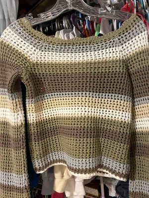 Womens agua blues knit long sleeve sweater thumbnail 2