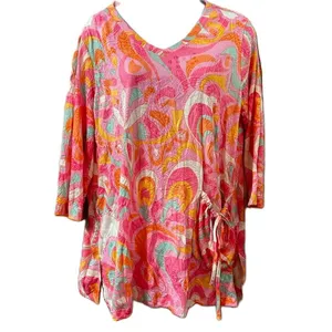Ali Miles Blouse V-Neck Tunic Abstract Geometric Print Size Medium Top thumbnail 5