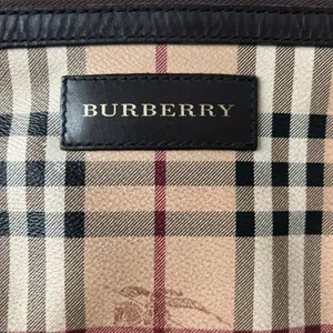 Burberry Haymarket Nova Check Pouch Coated Canvas Leather Trim Cosmetic Bag thumbnail 3