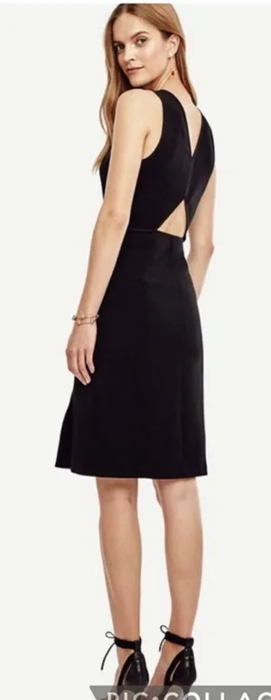Ann Taylor Black Sleevless Cut Out Back Sheath Dress Size 2 thumbnail 1