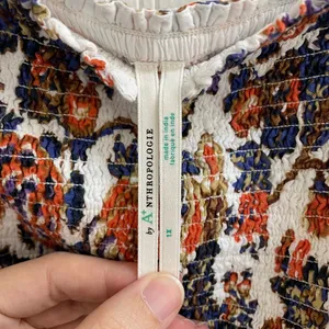 ANTHROPOLOGIE Verona Smocked Pajama Lounge Top Paisley Floral Crop Modal Size XL thumbnail 15