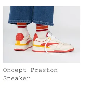 Oncept Preston Retro Leather Sneaker White Red Yellow Sz 7 NWT‎ thumbnail 9