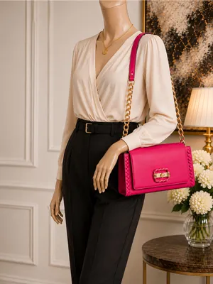 Elegant Hot Pink Chain Shoulder Bag thumbnail 3