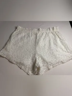 H&M White Lace Shorts Womens US 10 NWT Elastic Waist Lined Boho Cotton thumbnail 7