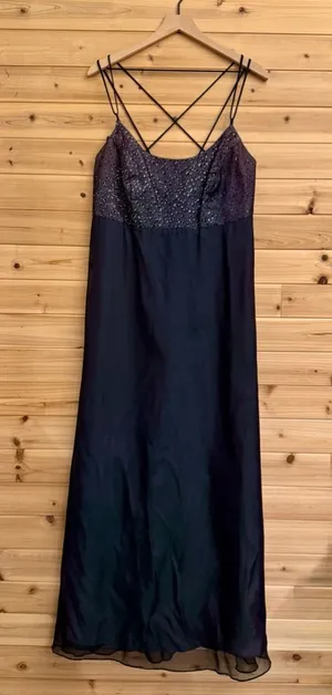 VNTG Faviana Large Iridescent Purple Green Strappy Prom Dress Whimsigoth Fairy thumbnail 1
