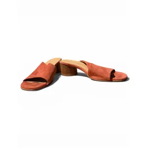 Anthropologie Rust Suede Block Heel Mule Sandals EU 37 US 6 Minimal Spain thumbnail 6