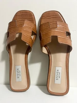 Steve Madden Hadyn Cognac Croc-Embossed Slide Sandals Size 6.5 thumbnail 5