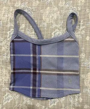 FP Movement by Free People Lavender Plaid Cropped Tank Top thumbnail 1
