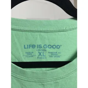 Life is Good Crusher Flamingo Womens Green Christmas Cotton Size XL Coastal thumbnail 2