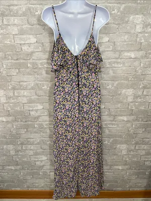Rewind Black Hi-Low Maxi Dress with Pink & Yellow Floral thumbnail 3