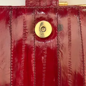 Vintage Eel Skin Burgundy Red Compact Kisslock Frame Wallet thumbnail 8