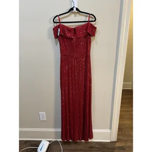 New XSCAPE Women's Off-The-Shoulder Slit-Front Sequin Gown Sz 12 Style 5136x thumbnail 4