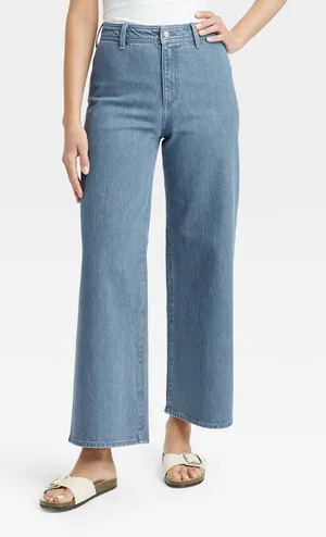 Universal Threads High-Rise Sailor Wide Leg Ankle Jeans - Gray Wash 14 thumbnail 1