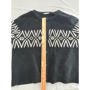 Abercrombie & Fitch Women XL Black Fair Isle Knit Button Front Cardigan‎ Sweater thumbnail 6