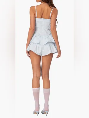 Edikted Light Blue Ruffled Romper. thumbnail 2