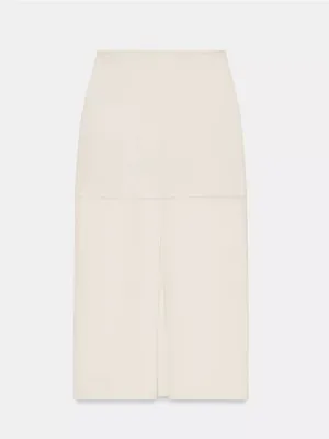 Zara NWT SET Cream V-Neck Balloon Sleeve Top & Skirt thumbnail 9