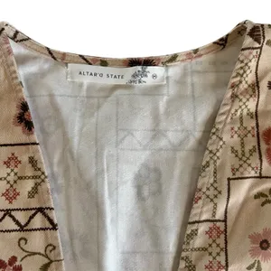 Altar'd State Floral Patchwork Tie Front Vest Women’s Medium Cottagecore Boho thumbnail 2