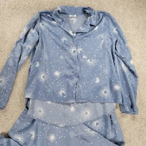 BP Celestial Pajamas Set Womens XS Blue White Sun Stars Moon Pants Button Top thumbnail 8
