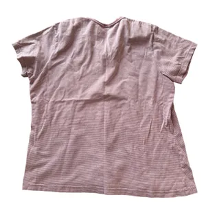 Nike Womens V Neck T Shirt Pink White Striped Short Sleeve Tee Size M thumbnail 2