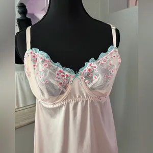 VS Very Sexy Wicked Cherry Blossom Embroidered Babydoll Slip Dress Size Large. thumbnail 4