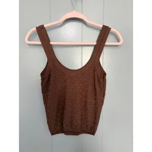 Abercrombie & Fitch Brown Checkered Knit Scoop Neck Classic Preppy Tank Top S thumbnail 3