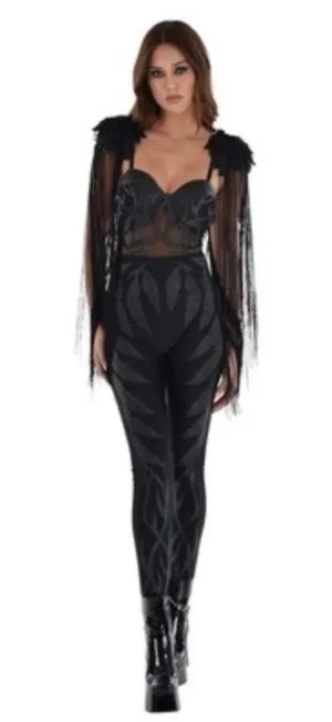 Party City NIB Dark Angel Black Gothic Fallen angel fancy Halloween costume Adult Small thumbnail 1