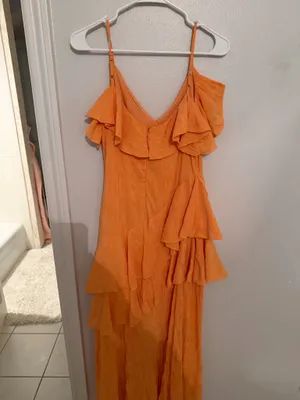 Impeccable Pig Orange Flowy High Low Dress thumbnail 4