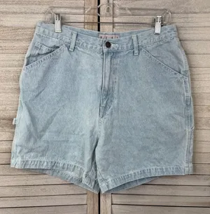 REAL COMFORT Vintage 90's/Y2K High Rise Carpenter Style Mom Shorts Light Wash-14 thumbnail 1