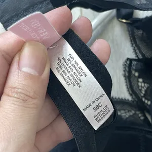 Victorias Secret Bra y2k sexy push up without padding lace womens Black size 36C thumbnail 5