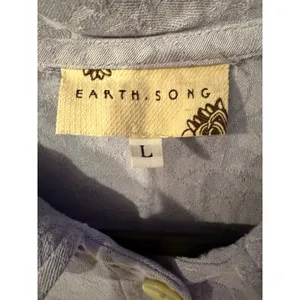 Earth Song Jacquard Leaf Maxi Dress Womens Large Periwinkle Long Sleeve Boho thumbnail 4