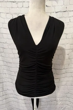 Fredericks of Hollywood Convertible black V-neck top with gathered ruching Large thumbnail 1