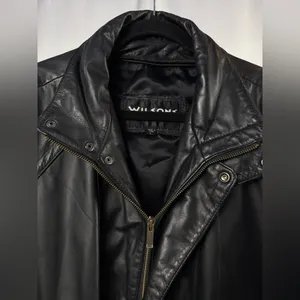 Vintage‎ Wilson Leather Full Zip Drawstring Waist Jacket in Black Size Large thumbnail 3