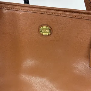 Coach Tan Leather Tote with Heart Scarf thumbnail 3