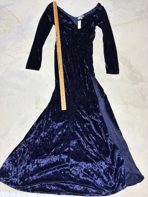 Maniju Baltic born NWT crushed Velvet Long-Sleeve V-Neck Dress Medium thumbnail 4