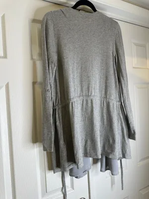 NWT Lucky Brand Boho Cardigan Grey Blue Tie Front Size S thumbnail 6