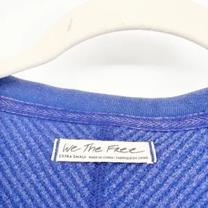 Free People Womens Monterey Thermal Indigo‎ Blue Boho Slouchy Oversized Top XS thumbnail 3