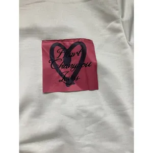 Women's White Sweatshirt with Heart Sticker Print Graphic, XS, Long Sleeve New‎ thumbnail 8