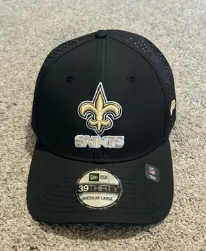 New Era Men's New Orleans Saints Night Black 39Thirty Fitted Hat size Med/Large thumbnail 2