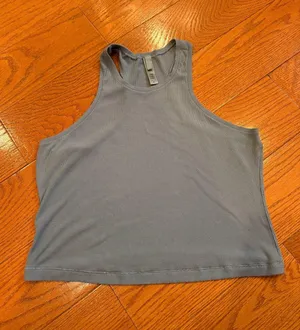 SKIMS Ribbed Crop Tank Top Blue Modal Blend Soft Stretch 3XL thumbnail 1