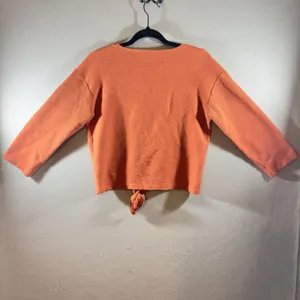 387 |‎ Madewell Texture & Thread Womens M Tie-Front Waffle Knit Crop Top Orange thumbnail 2