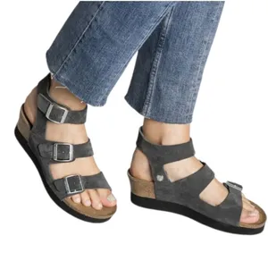 Birkenstock Papillio Linea Gladiator Sandals Wedge Strap Sz 7 Gray thumbnail 1