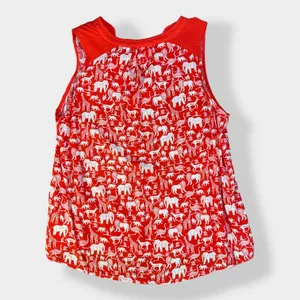 Anthropologie Maeve Melange Red‎ Animal Print Top Size 6 thumbnail 5